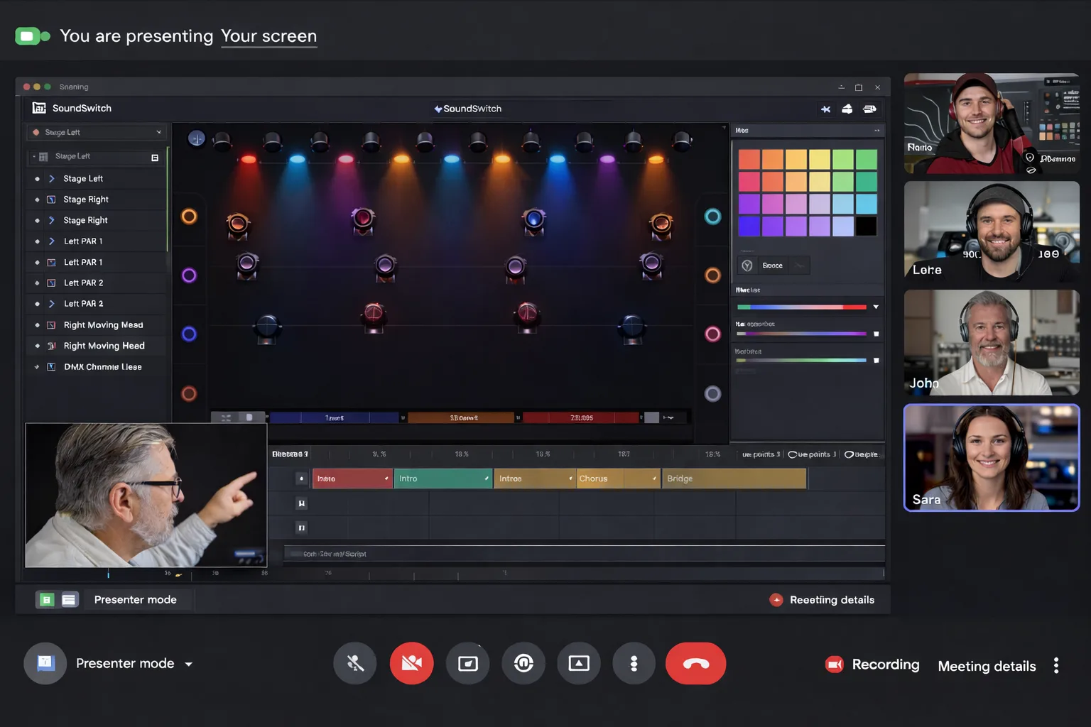 Session SoundSwitch en direct sur Google Meet — Antoine Futura et participants